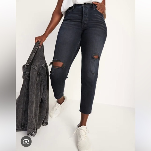 Old Navy High-Waisted O.G. Straight Button-Fly Cut-Off Jeans Trinity BRAND NEW - Picture 1 of 8